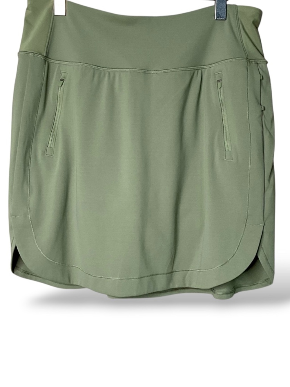 ATHLETA Green Fairway Golf Skort Zippered Pockets Tulip Hem Pull On Style Sz L - Picture 3 of 10
